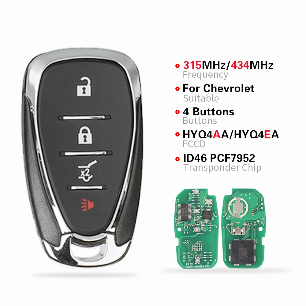 YIQIXIN 4 Button Smart Remote Car Key For Chevrolet Cruze Camaro Malibu Traverse Volt Equinox Sonic Trax Trailblazer Blazer ID46