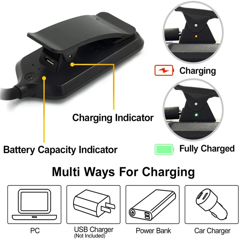 Mini luz de lectura LED portátil Flexible recargable por USB, lámpara de Clip de lectura ajustable, luz nocturna para dormitorio