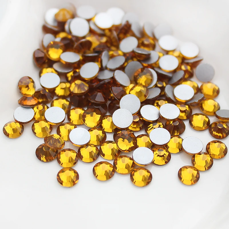 Hot SS4-SS34 Gold yellow rhinestone for Nail Art Flatback Non Hotfix Glue on Nail Art Rhinestones Boutique and Top grade