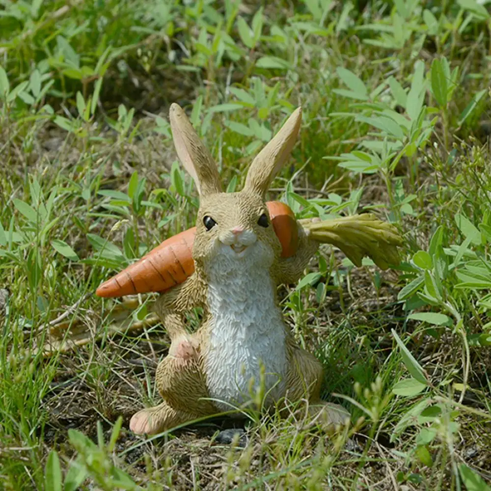 Everyday Collection Easter Decorations for Home Cute Rabbit Figurines Miniature Tabletop Ornaments Fairy Garden Thanksgiving