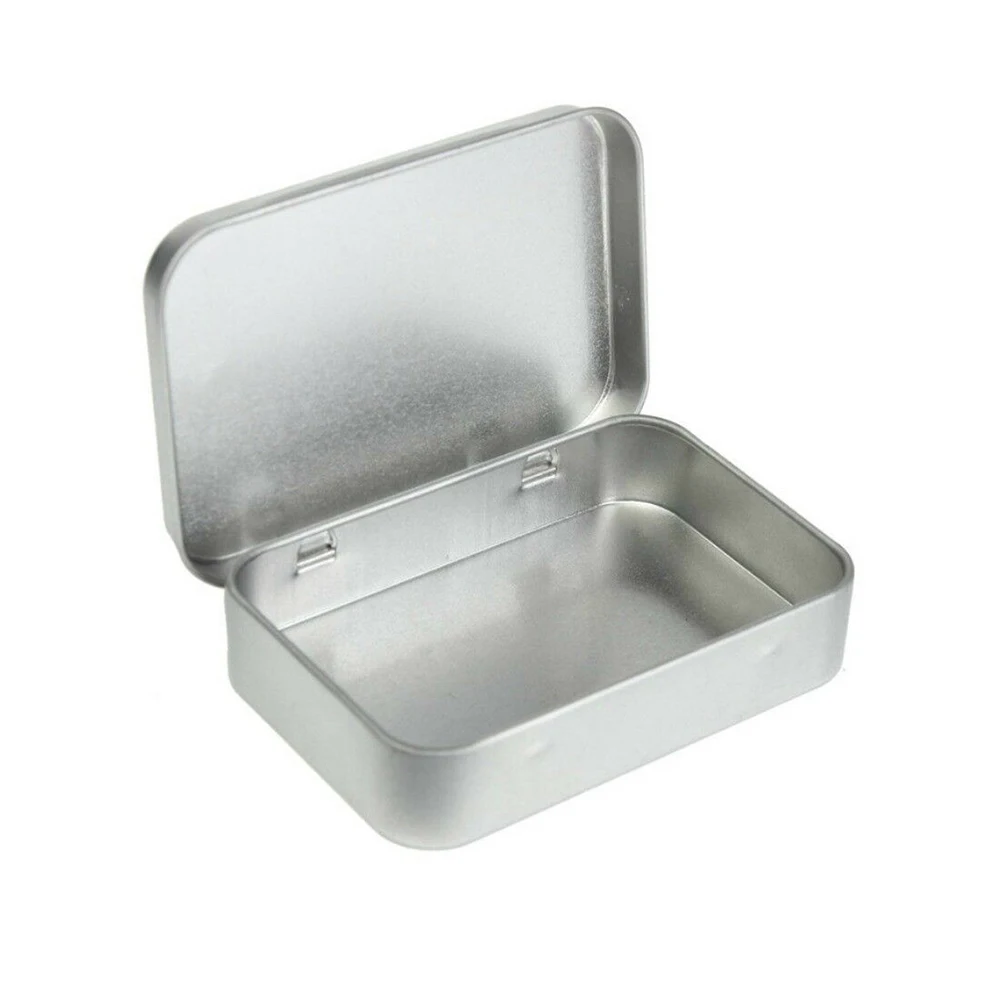 1pc New Square Tin Storage Boxes Small Metal Storage Box Silver Jewelry Keys Coins Metal Box Tin Wedding Candy Storage Tin Can