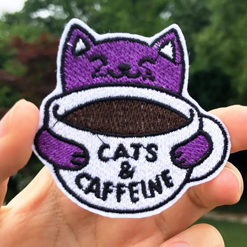 Cartoon Cat Embroidered Patches For Clothing Iron On Patches On Clothes Lovely Animal Stripes Apparel Backpack Accessories DIY