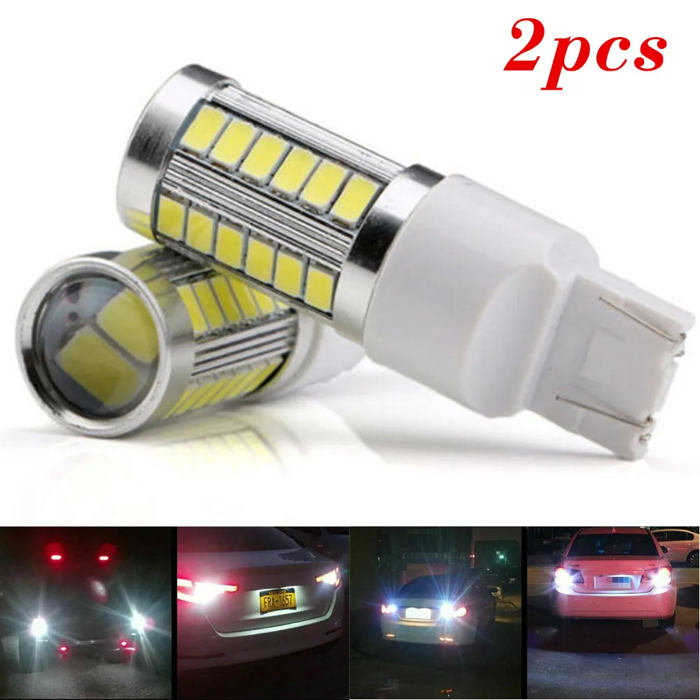 

2 X T20 W21/5W 7443 W21W Автомобильные светодиодные фонари заднего хода, тормозные фонари заднего хода, задние фонари заднего хода, задний фонарь 12 В 33SMD, дневные фонари