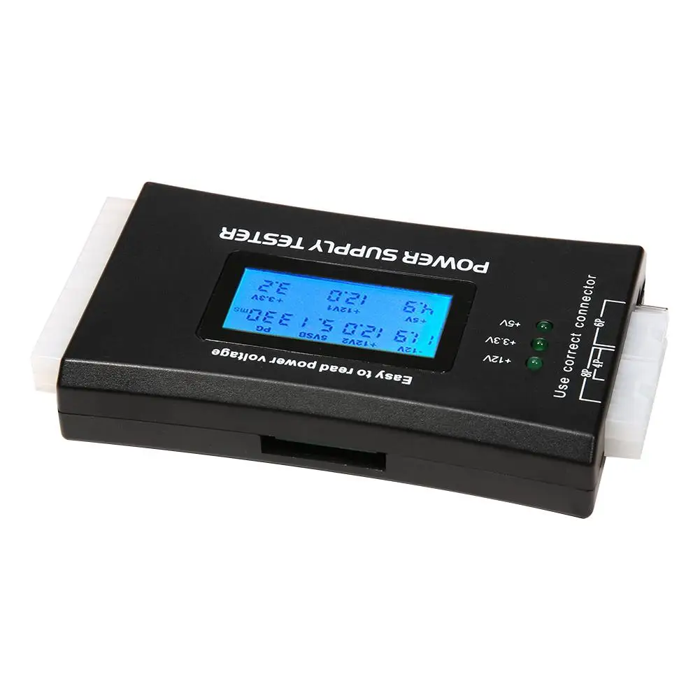 Quick Test Digital LCD Power Bank Supply Tester Computer 20/24 Pin Power Supply Tester Support 4/8/24/ATX 20 Pin Interface