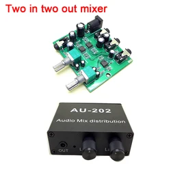 Stereo Audio Mixer Two Input Two Output Sound Source Volume Control For Headphone POWER Amplifiers 2 Way