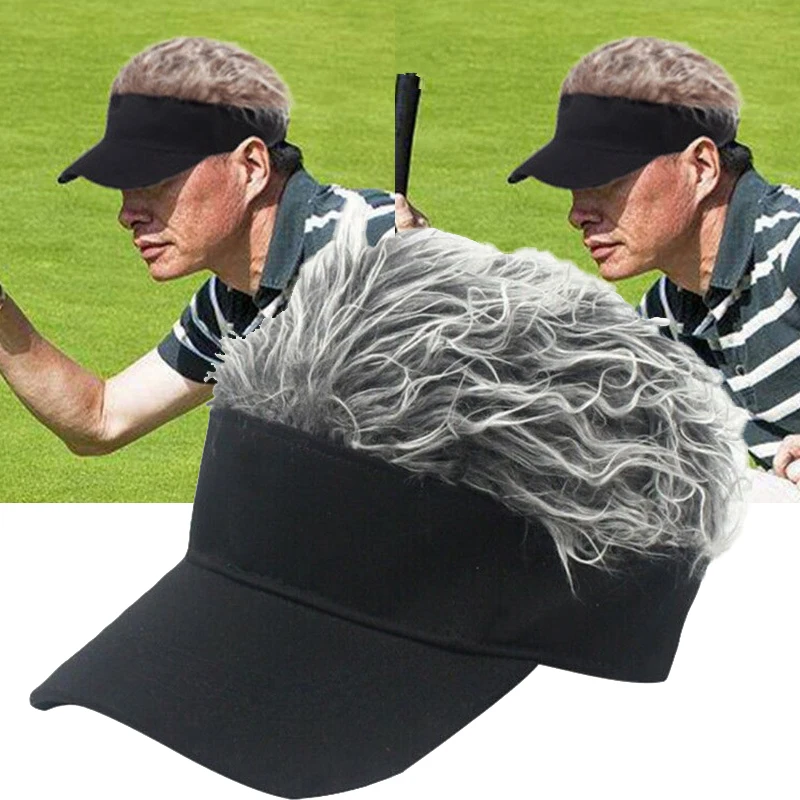 Wig Golf Baseball Cap with Spiked Hairs Baseball Hat with Spiked Wigs Men Women Casual Funny Sunshade Adjustable Sun Visor