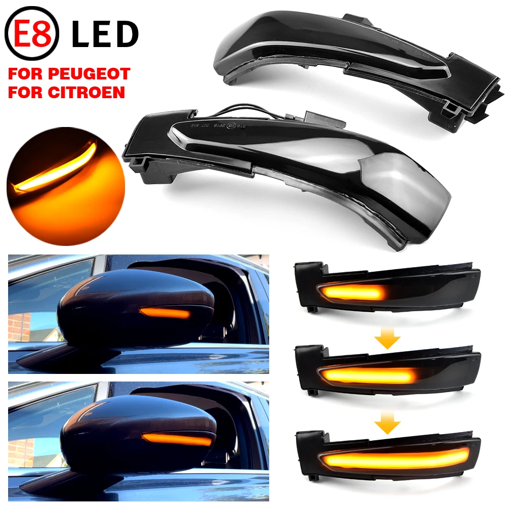 2 Buah untuk Peugeot 508 SW LED Lampu Sinyal Belok Dinamis Lampu Senter Indikator Tanda Bahaya Cermin untuk Citroen DS5 C4 Grand Picasso II