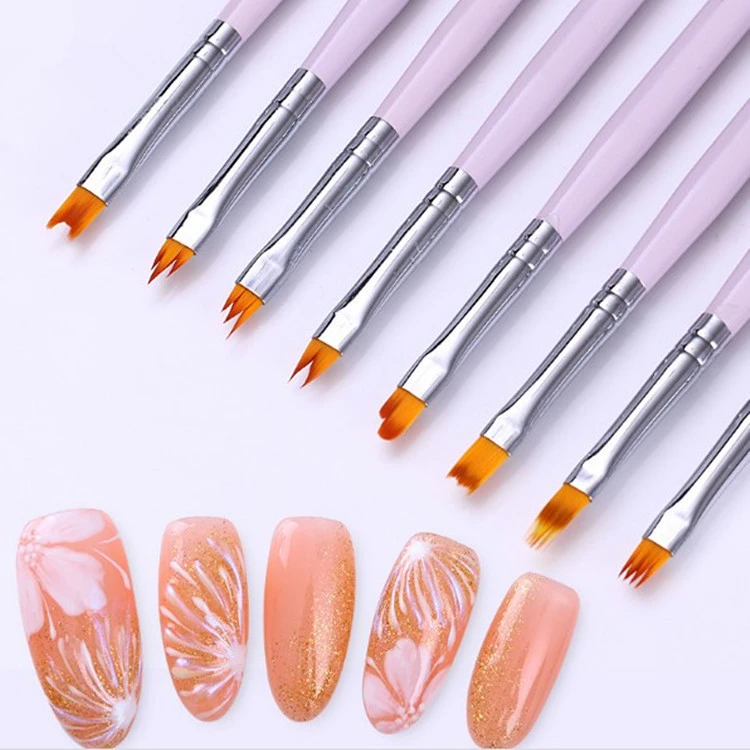8pc 14.8cm  Nice Nail Art Flower Drawing Pen Painting Brushes Dotting Design Manicure Nail Gel Varnishes Tool T0441
