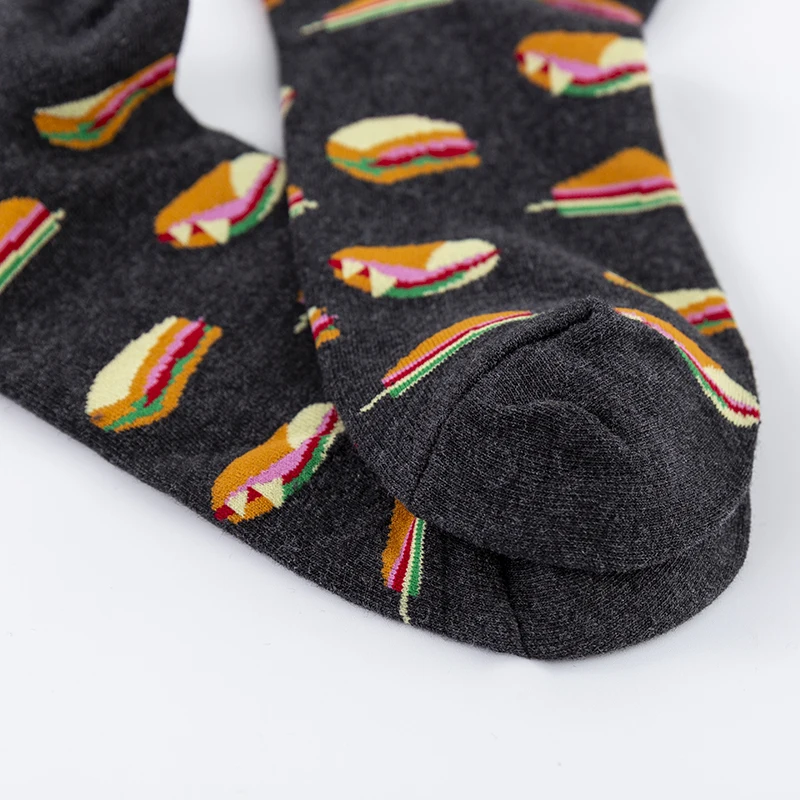 MODA MULAYA 2021 Happy Socks Men/Women Chili Tortilla Biscuit Sandwich Popcorn Dark Food Series Funny Socks Male Skateboard Sock