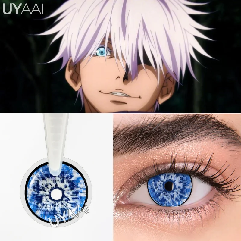 UYAAI 2pcs/Pair Yearly lenses anime Soft Lenses Multicolored Lenses Cosplay Gojo Satoru Blue lenses Hollween Beauty Makeup