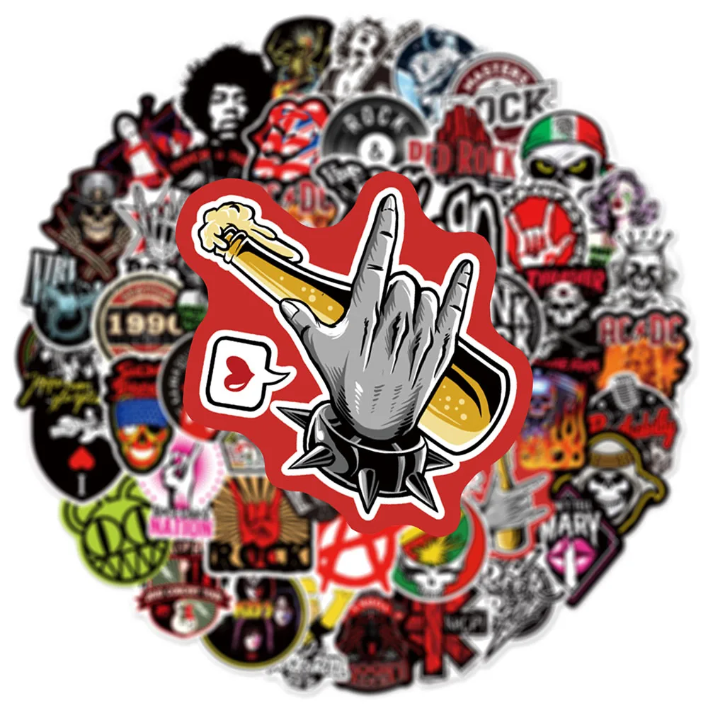 10/30/50/104pcs Rock Band Graffiti Stickers for Laptop Guitar Motorcycle Scrapbooking Phone Waterproof Cool Sticker for Kid Toy