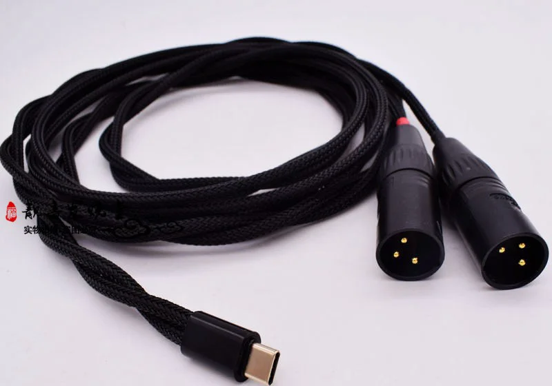 Gold Plated Type C USB C ALC4042 DAC To Dual 3pin XLR Male OCC Cable 384KHZ 32BIT For Phone To Speaker Amplifier