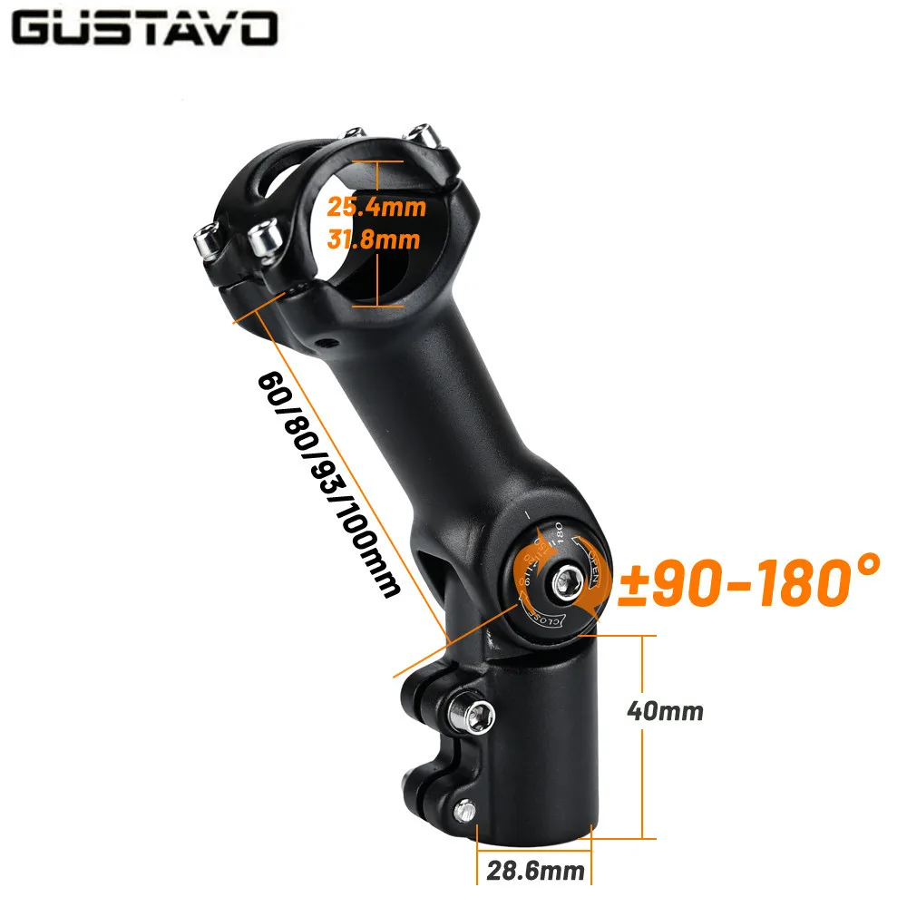 GUSTAVO Adjustable Bike Stem Riser for 25.4/31.8mm Handlebar 60/80/93/100mm Stem MTB Road City Bike Bicycle part Rise Extender