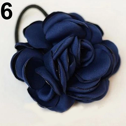 Hair Band Rope Camellia Flower Ponytail Holder Scrunchie Hairband Accessory