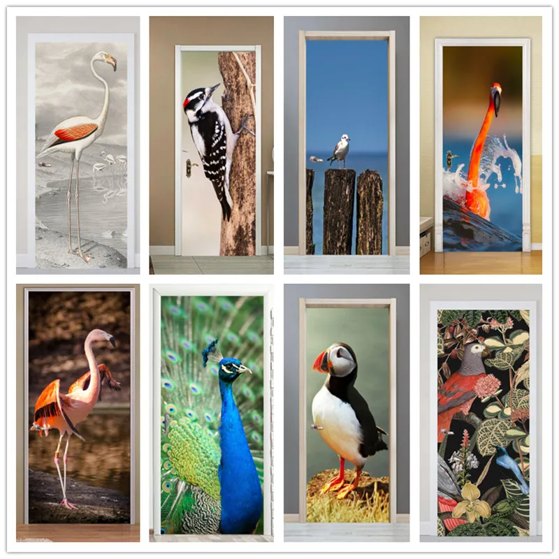 

Self-adhesive bird art door sticker home decoration door cover wall stickers mural porch wallpaper poster