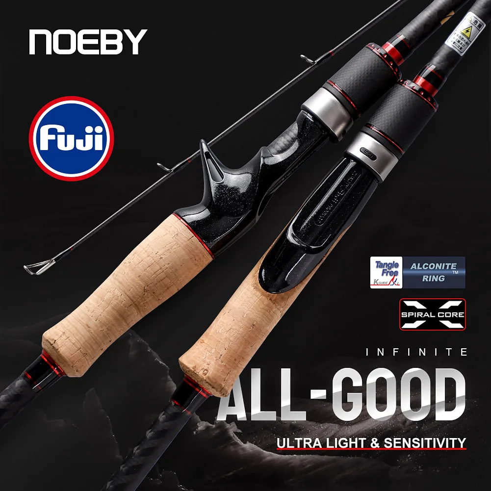 Noeby-Spinning Fishing Rod, Fuji Guide Ring, Carbon Spining, Baitcasting Lure Rod,Casting, M Power, 7-28g, 2.29m, 2.44m