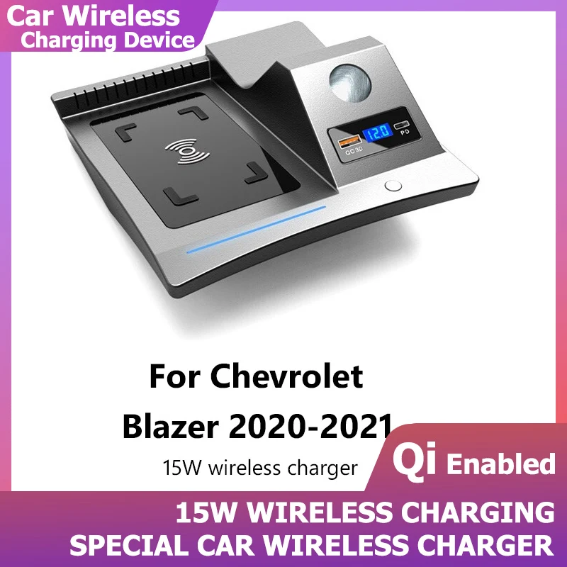 

Car USB wireless charger 15W For Chevrolet Blazer 2020 2021 Fast Mobile Phone charging plate wireless Car Charger accessories