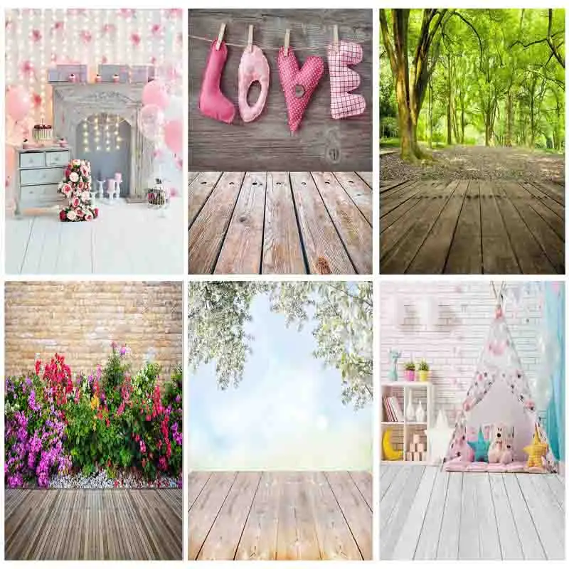 Photorealistic Fabric Wooden Floor Flower Landscape Photography Backdrops Baby Photo Background Photo Studio Props CXSC -25