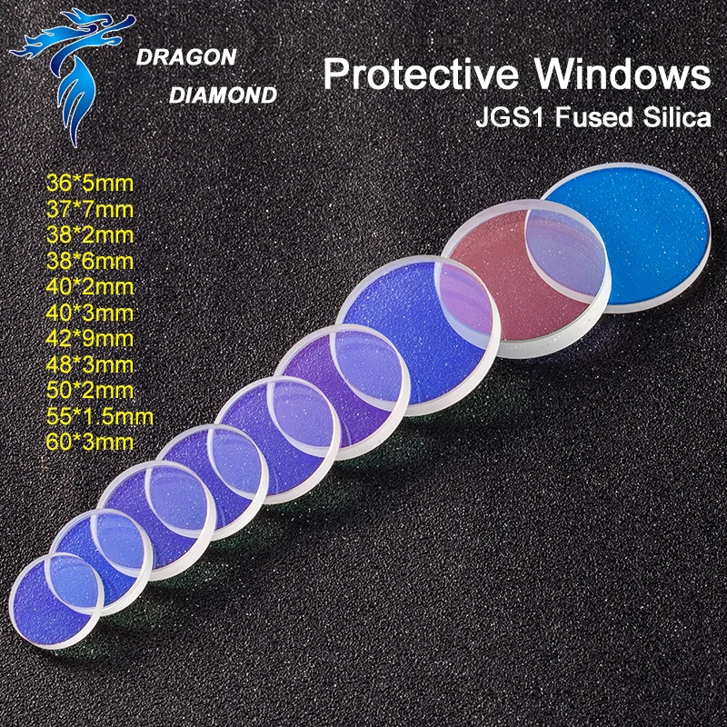 Lente di protezione Laser in vetro/finestre protettive Dia.32/35/37/38/40/42/48/50/55/60mm macchina da taglio Laser in fibra