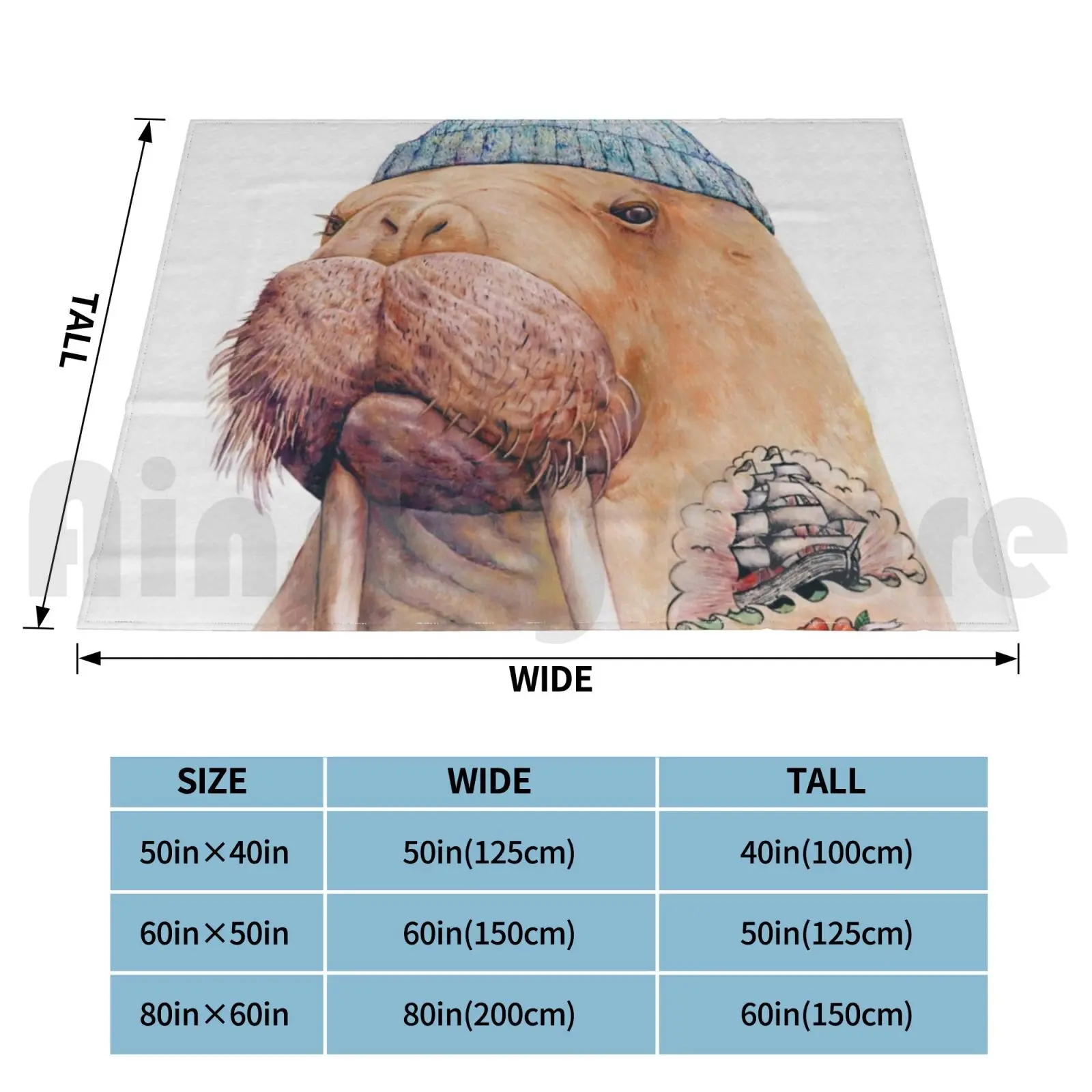 Tattooed Walrus Blanket For Sofa Bed Travel Walrus Tattoo Tattoo Flash Tattooed Sea Animals Sailor Fisherman