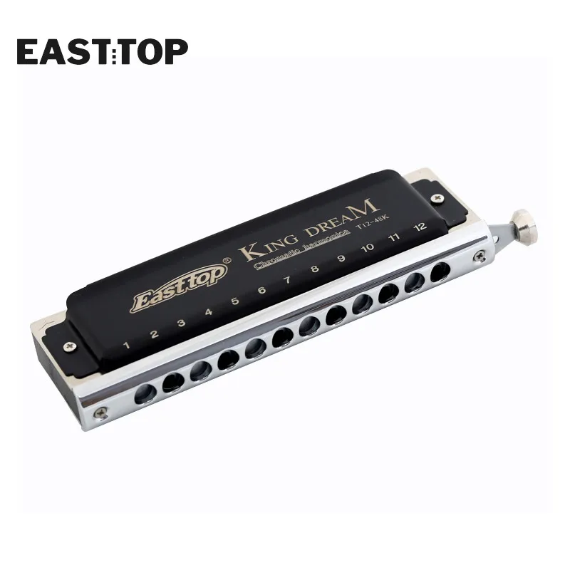 EASTTOP T1248K 12-Hole 48 Tones Chromatic Black Harmonica Key of C for Professional Player Students Beginner