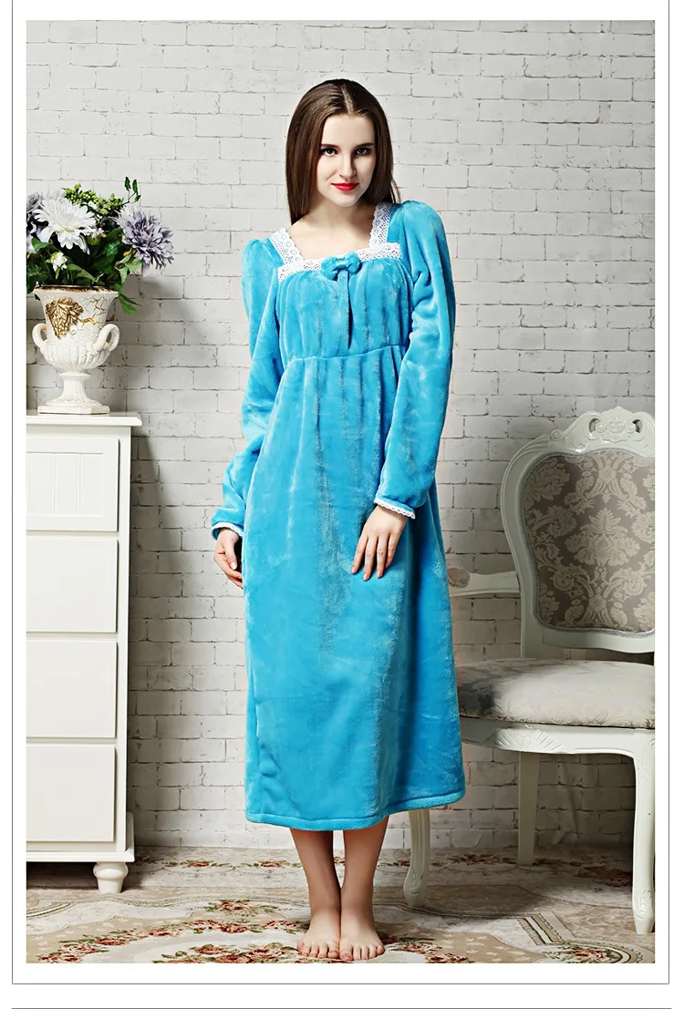 Autumn Winter Ladies Thickened Flannel Nightdress Coral Velvet Super Long Large Size Loose Nightgown Sleepwear Homewear пижама