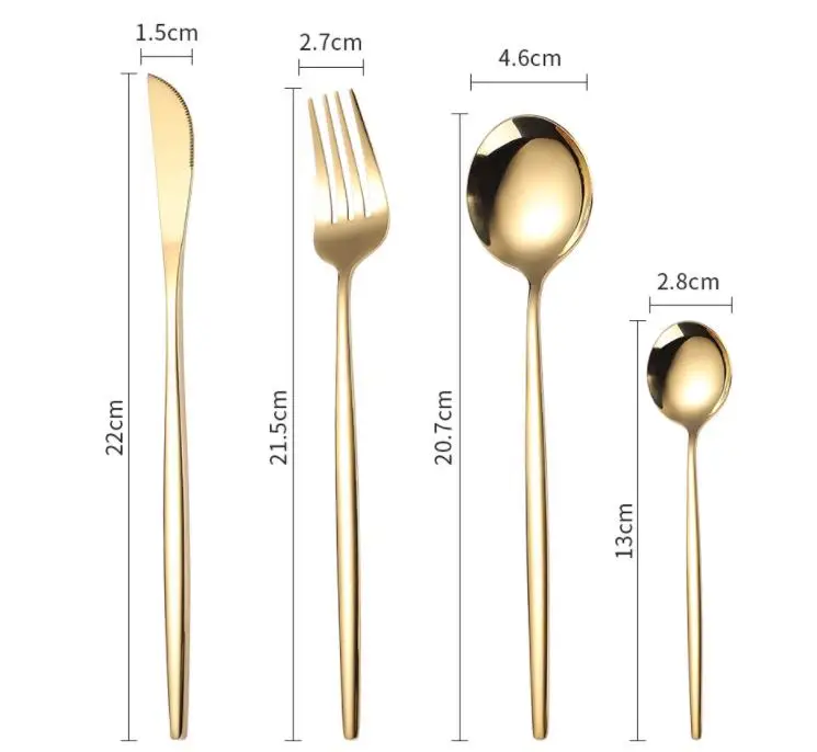 4Pcs/set Black Gold Cutlery Set 18/10 Stainless Steel Dinnerware Silverware Flatware Set Dinner Knife Fork Spoon SN3930