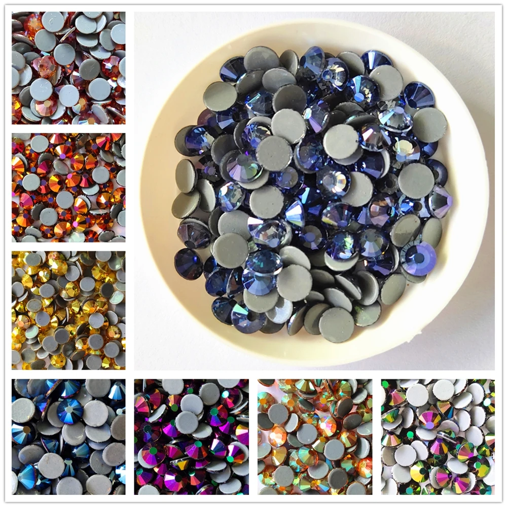 AAAA+Quality New Violet/Metal Crystal Hotfix Rhinestones Glass Strass Iron On Stone For Nail Art Sewing & Fabric Decoretion