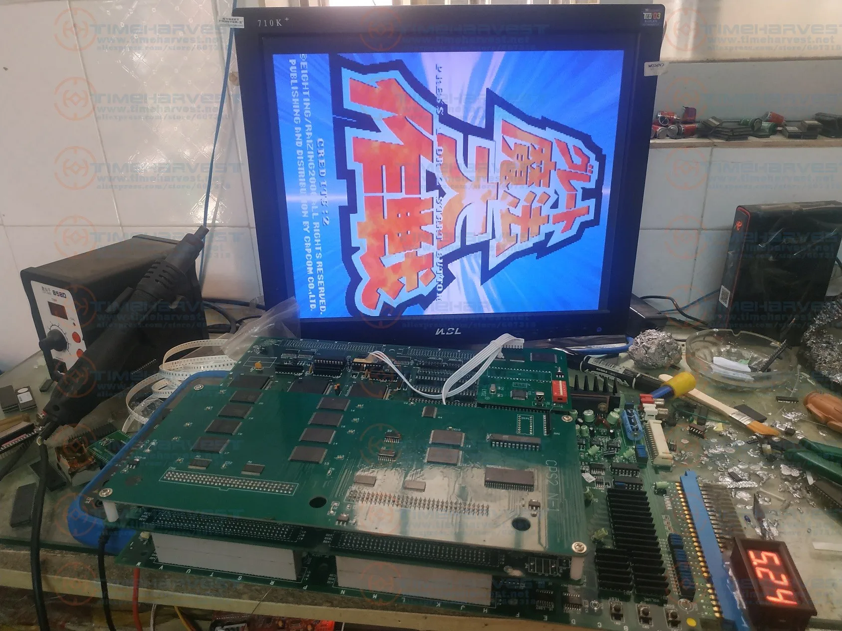 

Second-hand modified CPS2 PCB Arcade Game 32 in 1 CPS2 Motherboard with 32 Games Street II Figher 19xx 1944 Dragon and dungeon