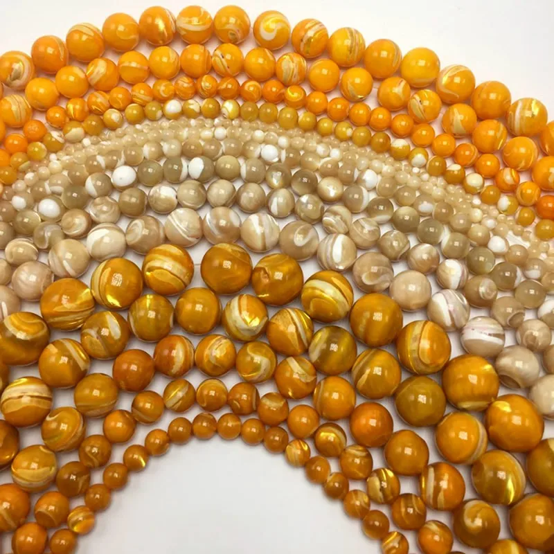 Natural Brown Yellow Trochus Sea Shell Round Loose Beads 2 3 4 5 6 7 8 9 10 12 14 MM Pick Size for Jewelry Making