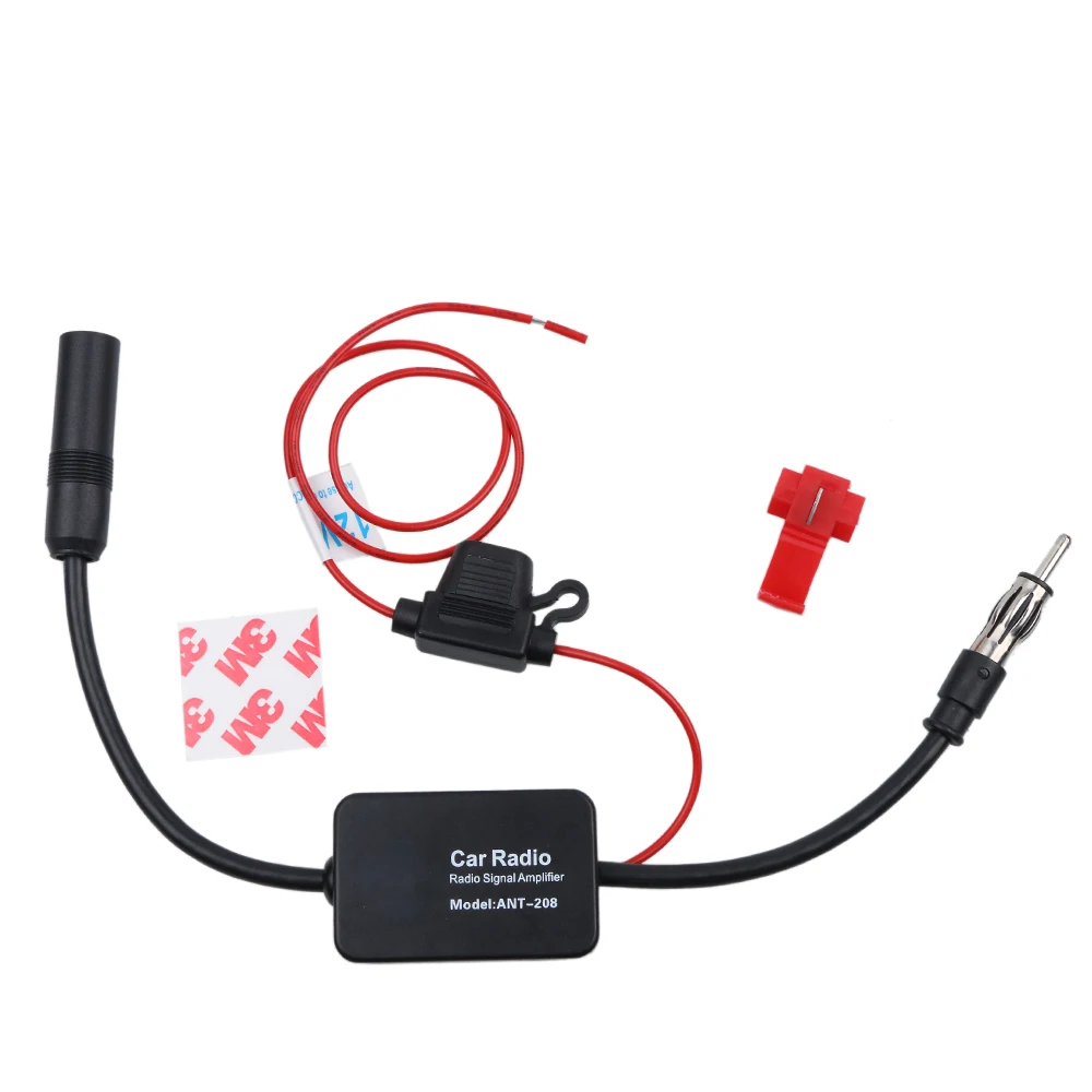 Kebidumei-범용 12V 자동차 라디오 FM AM 안테나 신호 증폭기, 부스터 ANT-208, 윈드실드 마운트 안테나 안테나