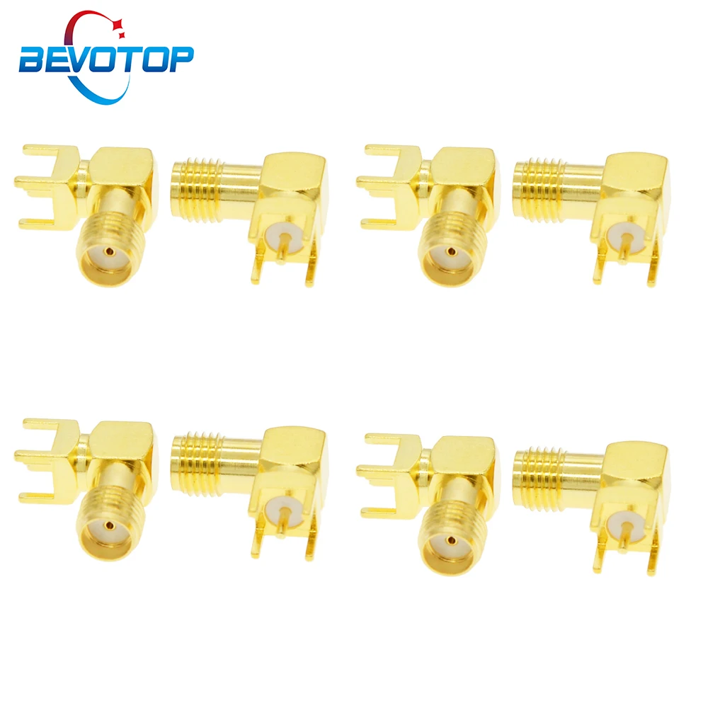 5pcs SMA/RP-SMA Female Jack RF Coax Connector PCB Cable Goldplated SMA Female Right Angle Solder For PCB Mount Adapter 2 types