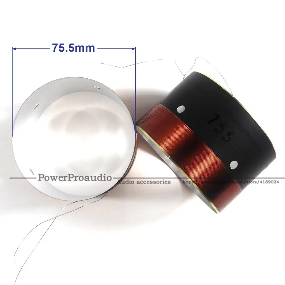 Bobina de voz de graves de aluminio blanco, cable redondo de cobre puro de 8 ohm, 8 piezas (4 pares), 75,5mm