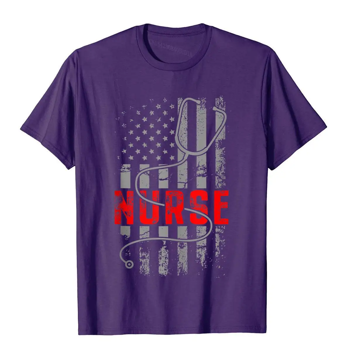 Patriotic Nurse USA Flag Stethoscope Funny Nursing Careers Tshirts Men Tops & Tees High Quality Cotton Customized Mens