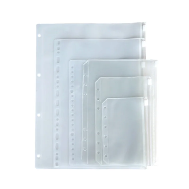 

A5/A6/A7 Creative Simple PVC 6 holes Storage Bag Transparent Loose Sheet Notebook Paper Bill Card Bag School And Office Supplies