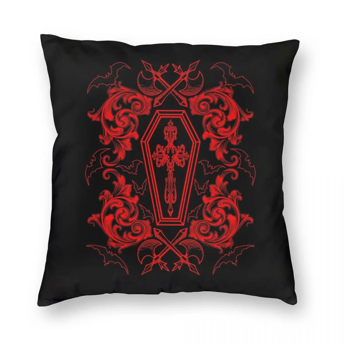 Gothic Vampire Square Pillowcase Polyester Linen Velvet Pattern Zip Decor Bed Cushion Cover