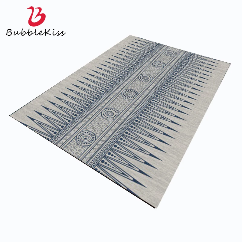 

Bubble Kiss Blue Gray Stripe Pattern Carpet for Home Living Room Nordic Style Non-Slip Balcony Decoration Area Rug Bedside Mats