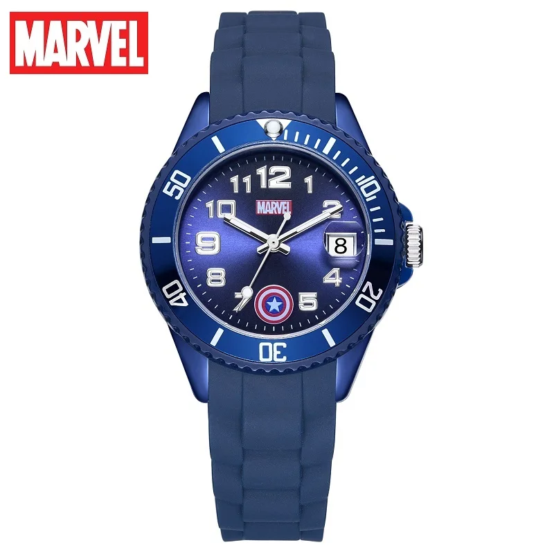 Disney-Relojes de pulsera de cuarzo japoneses para niños, cronógrafo oficial de Marvel, Capitán América, luminoso, con fecha