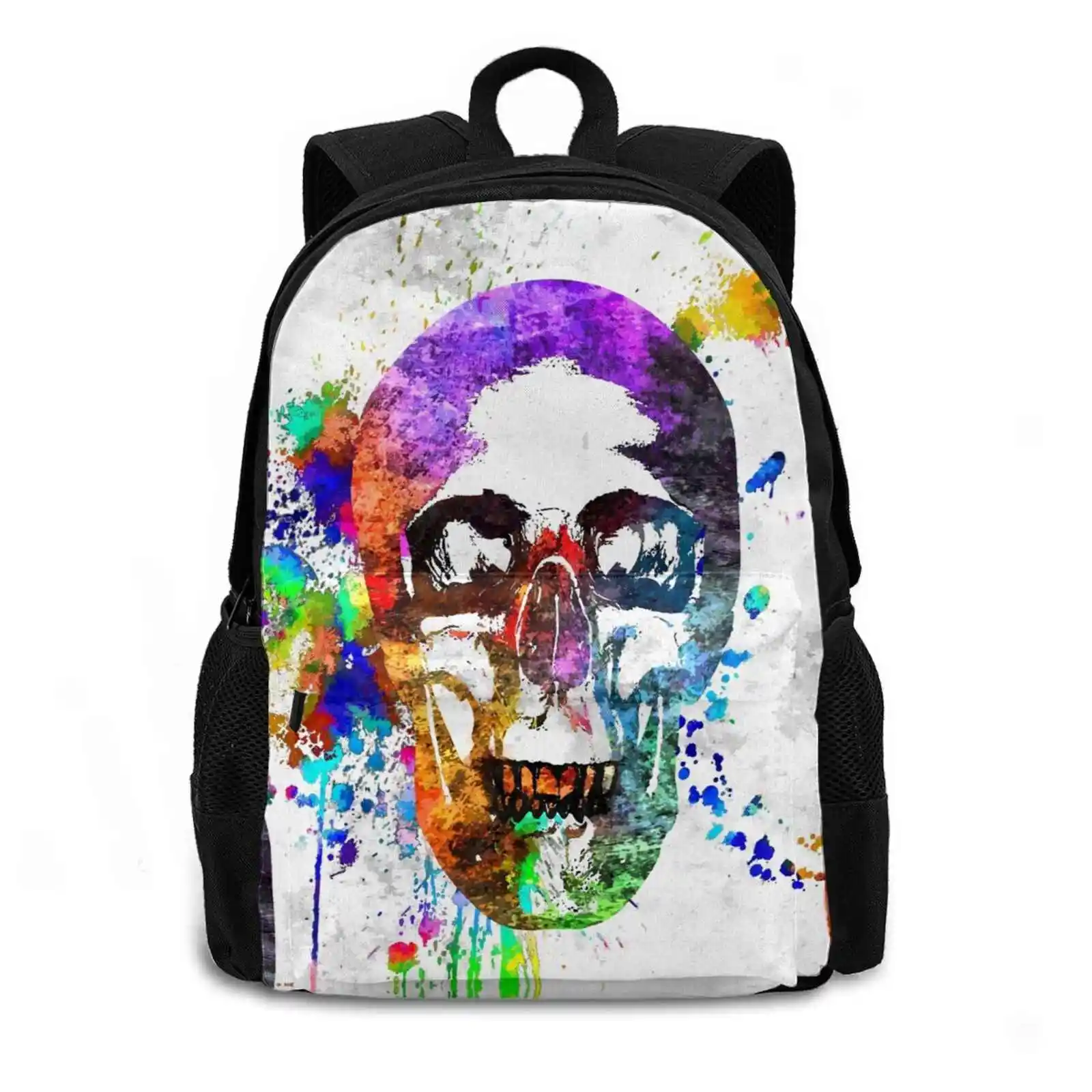 Skull Fashion Travel Laptop School Backpack Bag Skull Pop Art Vintage Grunge Grunge Style Watercolor Splash Of Colors Skull Art