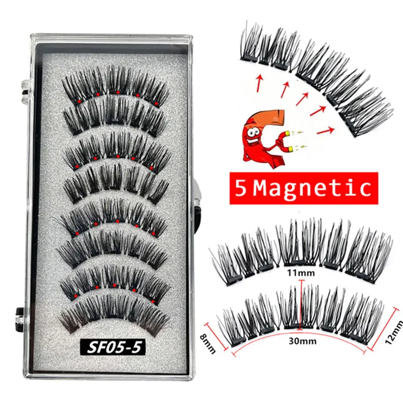 4 pairs 5 Magneten 3D Magnetische Falsche Wimpern Handgemachte Künstliche Faux Cils Magnetische Natürliche Nerz Wimpern mit Pinzette