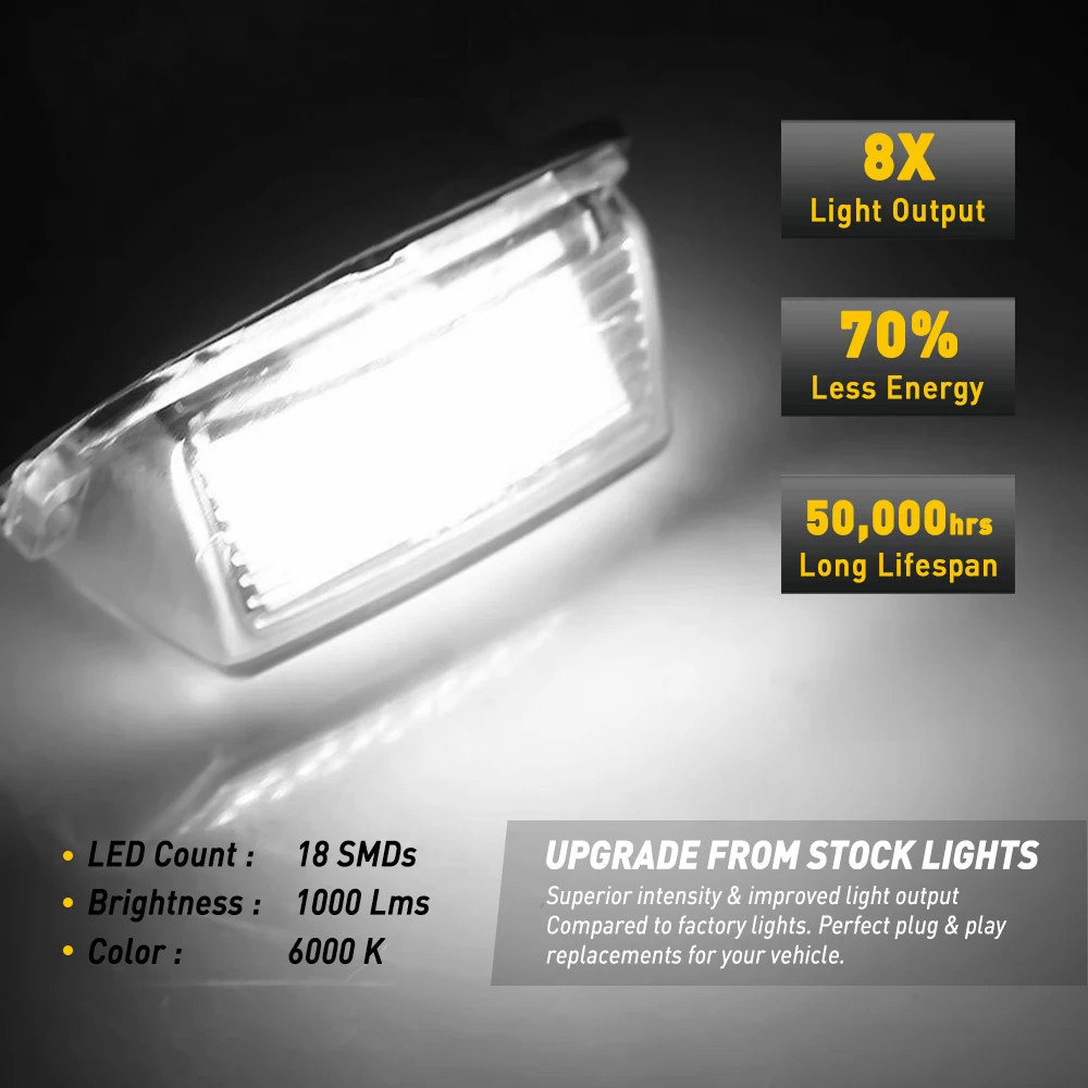 2Pcs Canbus LED Number License Plate Light for Toyota Camry 2017 2016 2015 2014 2013 2012 2011 2010 2009 2008 2007 2006-2002 view 4