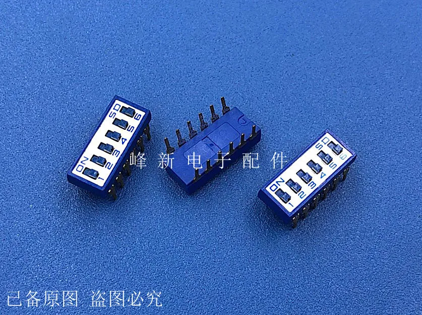 Japan Straight Plug 12-Pin 6-Bit 6P Key Toggle Code Flat Dial Switch Dial Code Blauw 2.54Mm Pitch