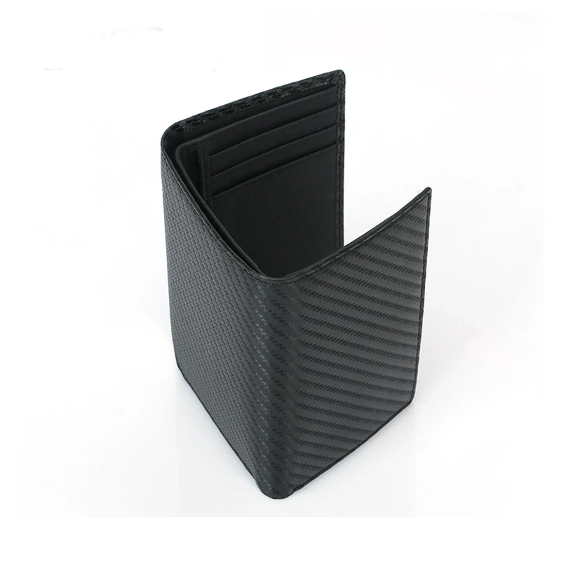 

Tri-fold Carbon Fiber RFID Wallet Short Purse For Man Portable Thin Three Fold Wallet Functional Card Wallet Male Purse New