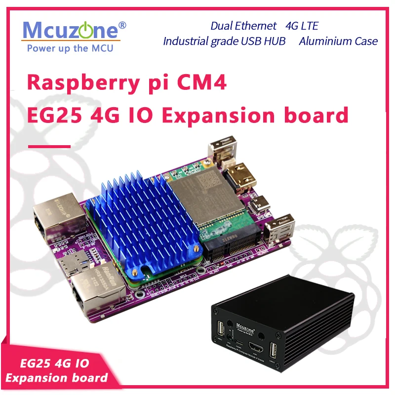 

Raspberry pi CM4_4G IO Expansion board(EG25-G) Dual Ethernet /4G LTE/ Industrial grade USB HUB/Aluminium Case Ubuntu