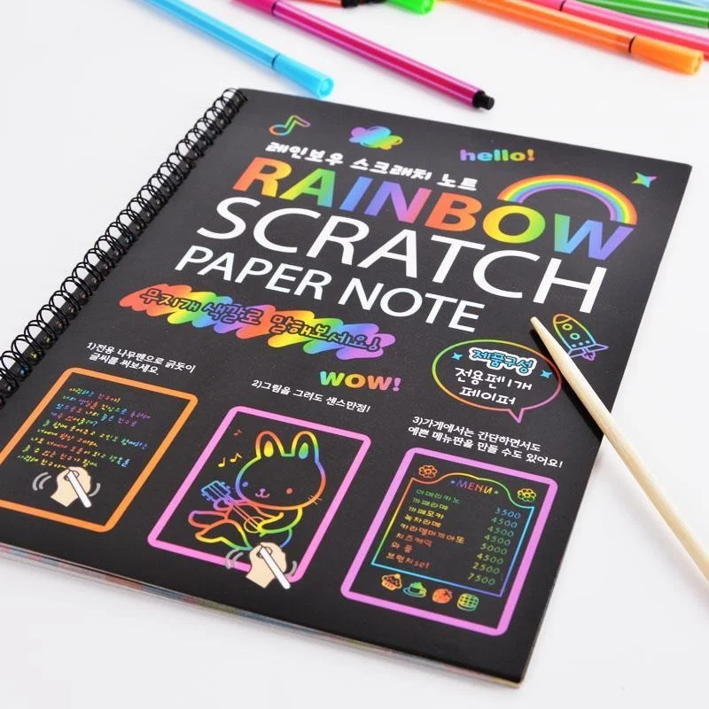 Magic Scratch Art Doodle Drawing Board Notebook DIY Rainbow Color Drawing Toys For Children Kids Painting Educational Toys Gifts