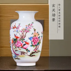 Jingdezhen-도자기 에나멜 꽃병 꽃병, 새로운 중국 스타일 거실 TV 캐비닛 장식