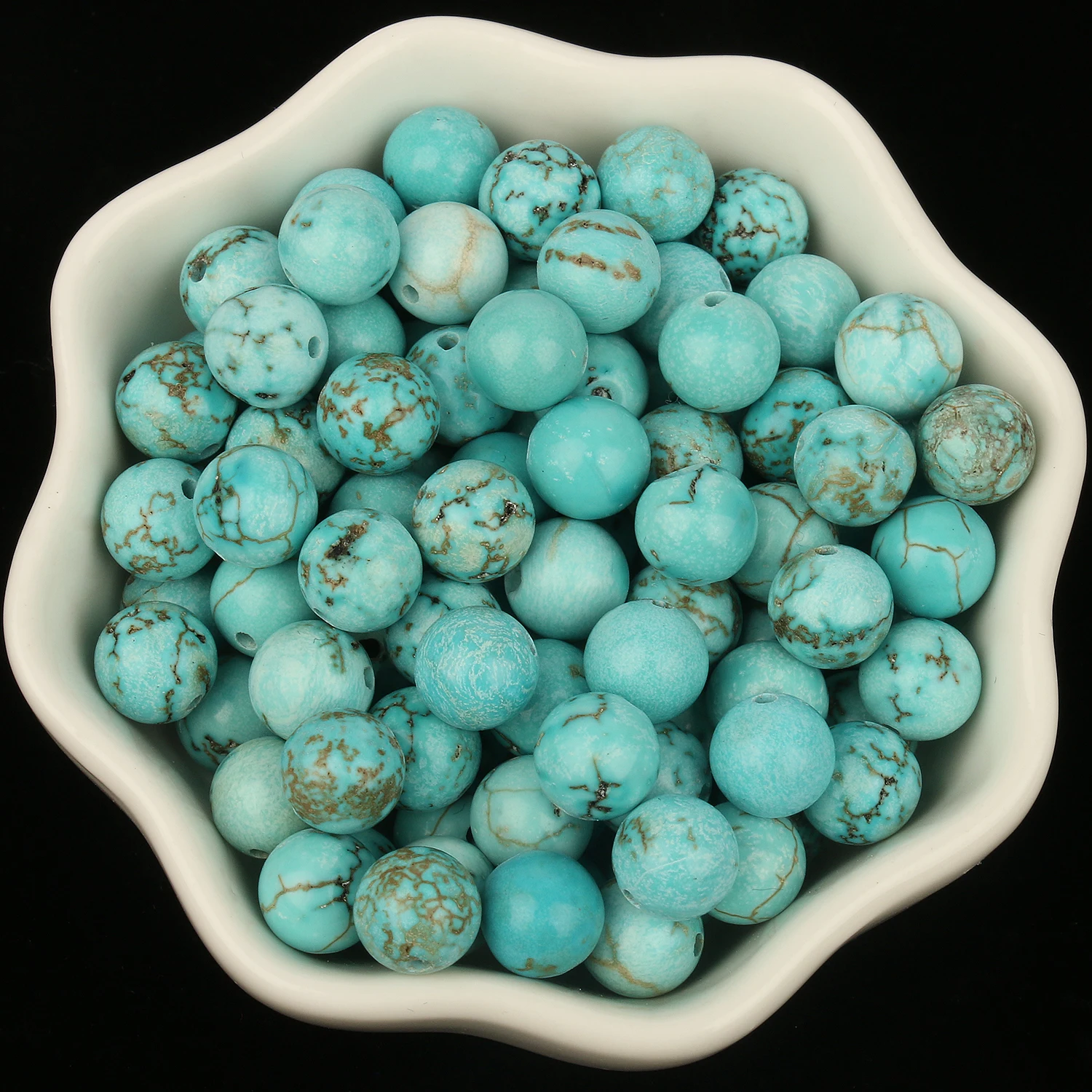 Natural Beads Smooth Turquoises Blue Howlite Round Stone Bead for Jewelry Making DIY Bracelet Accessories 15\'\' 4-12mm