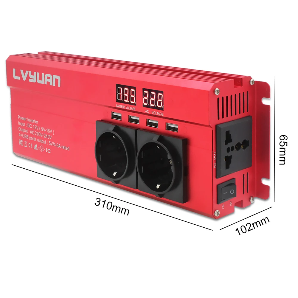 6000W Car Inverter DC 12V To AC 220V Power Inverter Charger Adapter Inversor Voltage Transformer Converter Auto Accessories