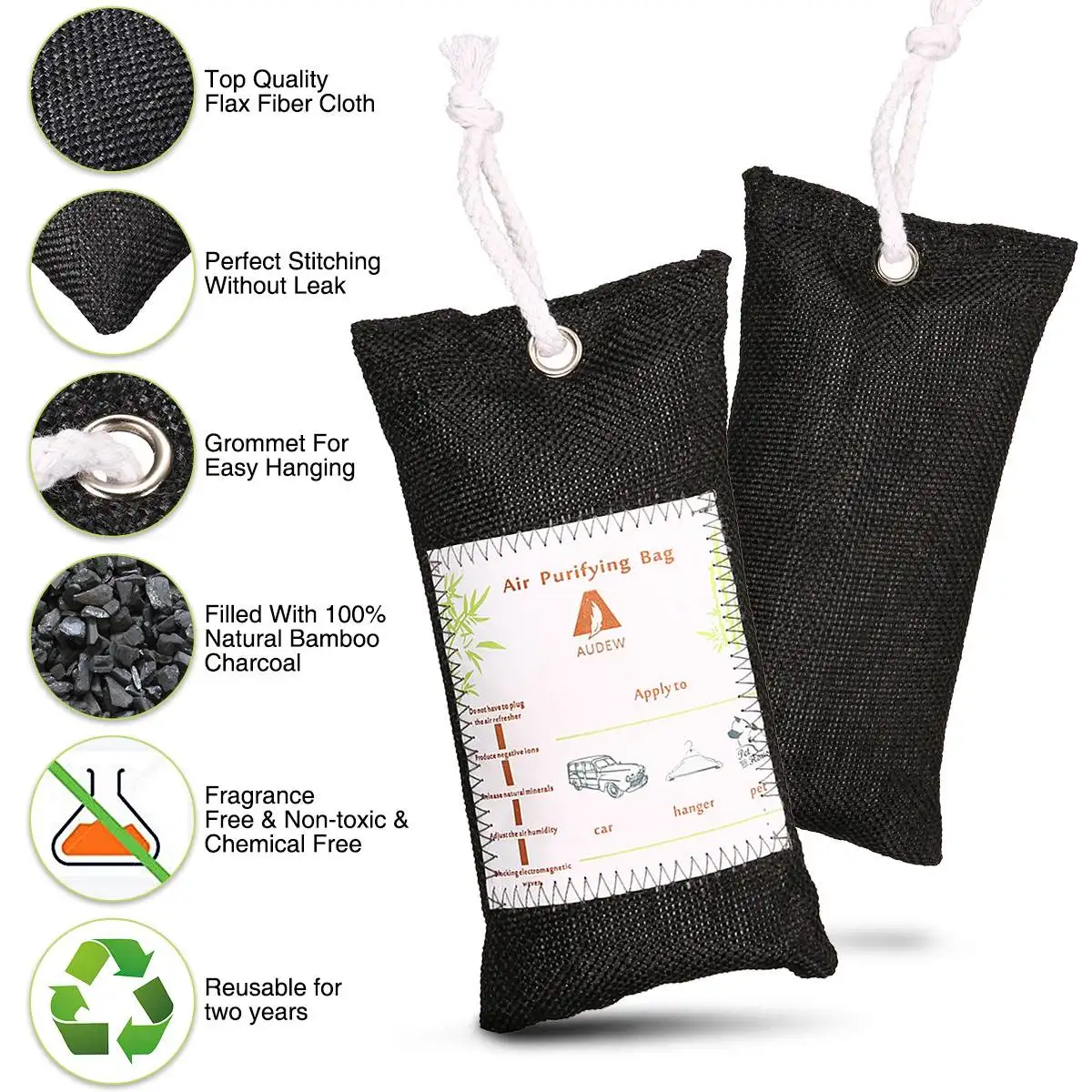 4/8packs Bamboo Charcoal Bag Odor Moisture Absorber Natural Deodorant Bag Air Purifying Bags Car Home Air Freshener