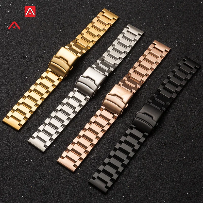 18 19 20 21 22mm 23mm 24mm 25mm Solid Stainless Steel Strap Watchband Metal Folding Buckle Replacement Band Watch Accessories